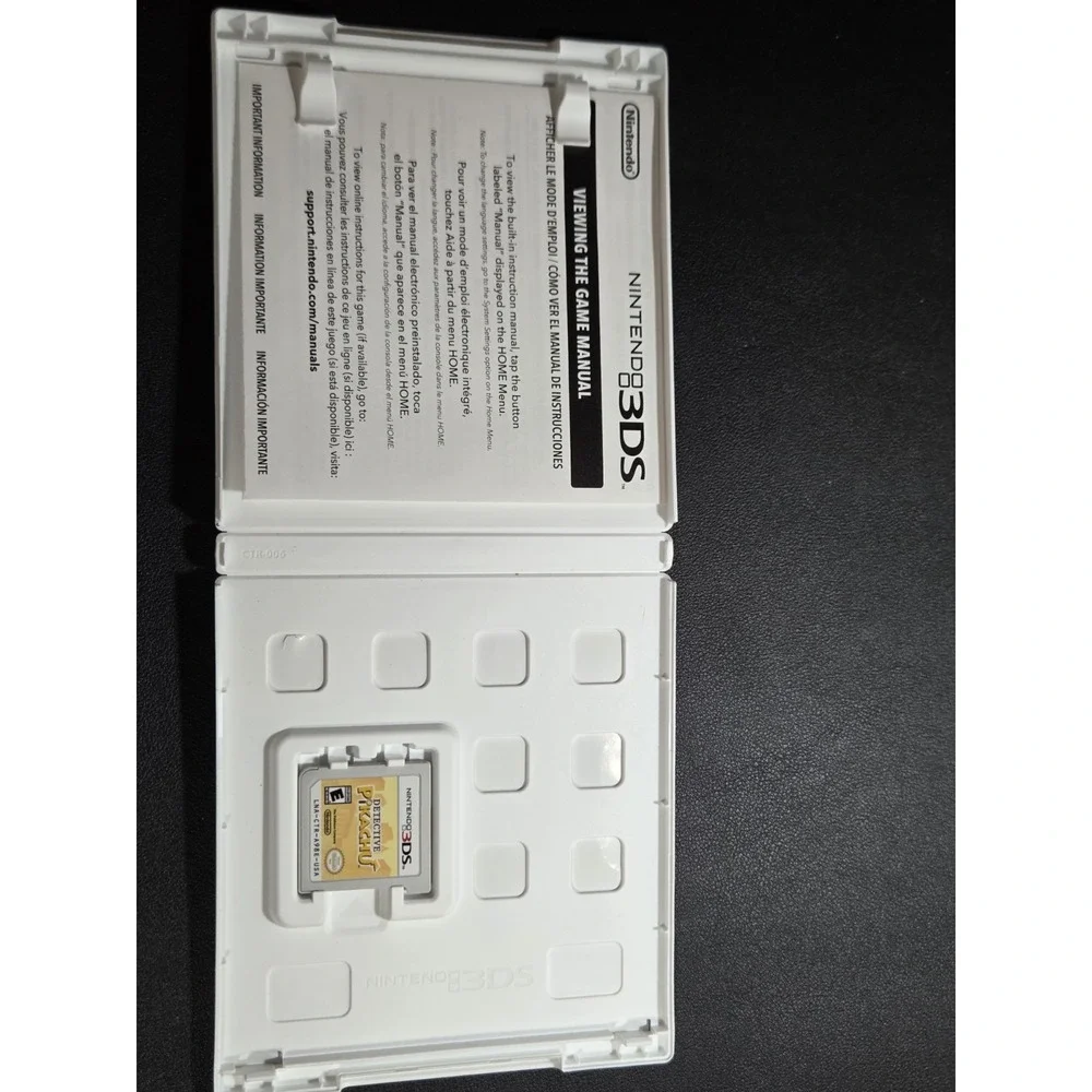 Detective Pikachu Nintendo 3DS Game Case Insert Authentic Untested 2018